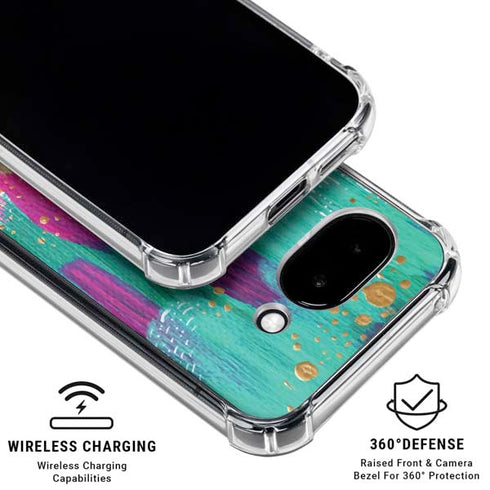 Turquoise Brush Stroke by Etta Vee Google Pixel 9a Clear Case